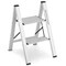 Folding Aluminum 2-Step Ladder with Non-Slip Pedal and Footpads-Silver